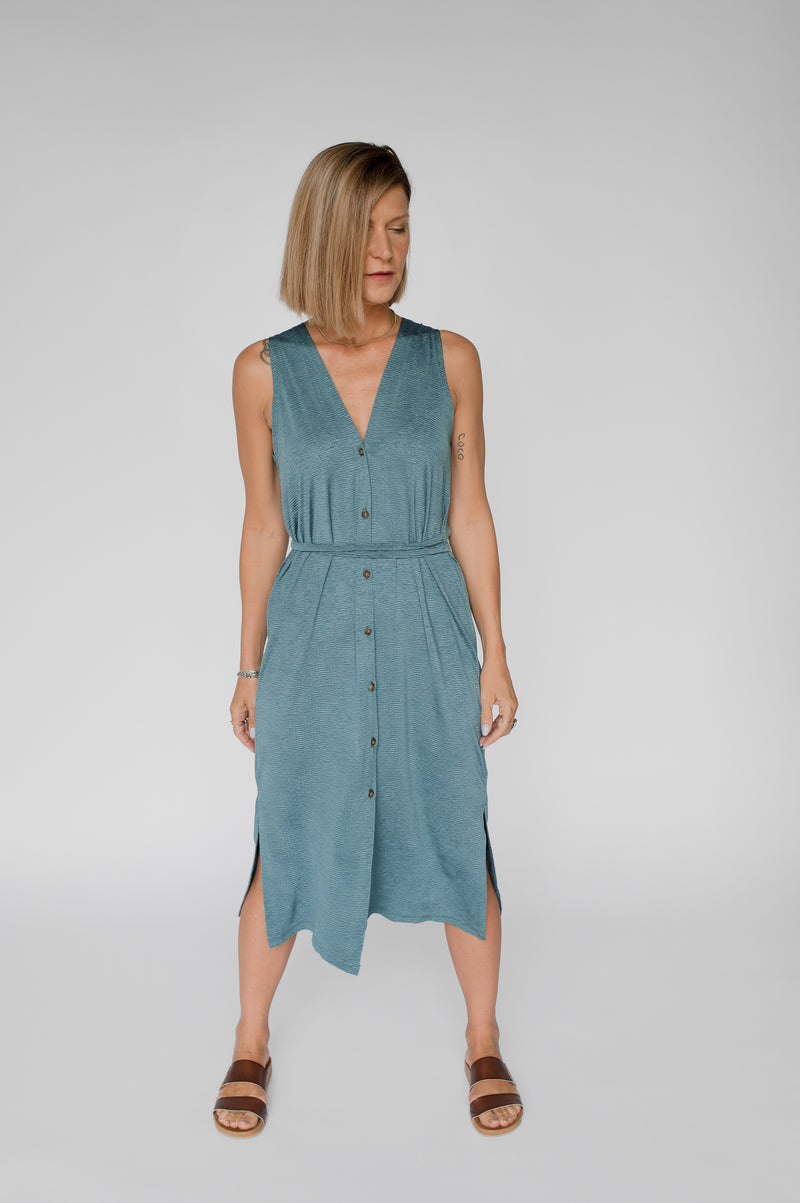 Lux button-up sleeveless dress